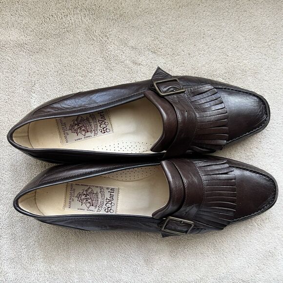 S. Maria Hand Made Shoes of Class Brown Buttery Leather Loafers Men 8.5 D Tassle - Picture 6 of 16